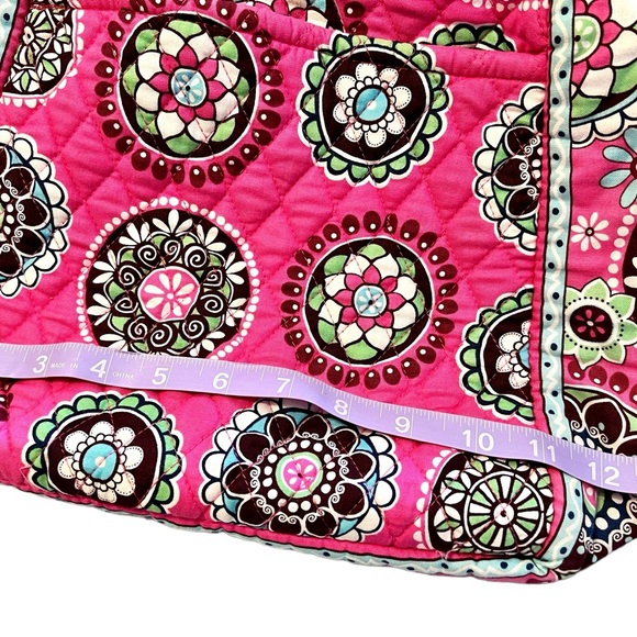 Vera Bradley Large Quilted Duffle Bag Pink Floral Paisley Long Handles, Zip Top - Picture 7 of 11